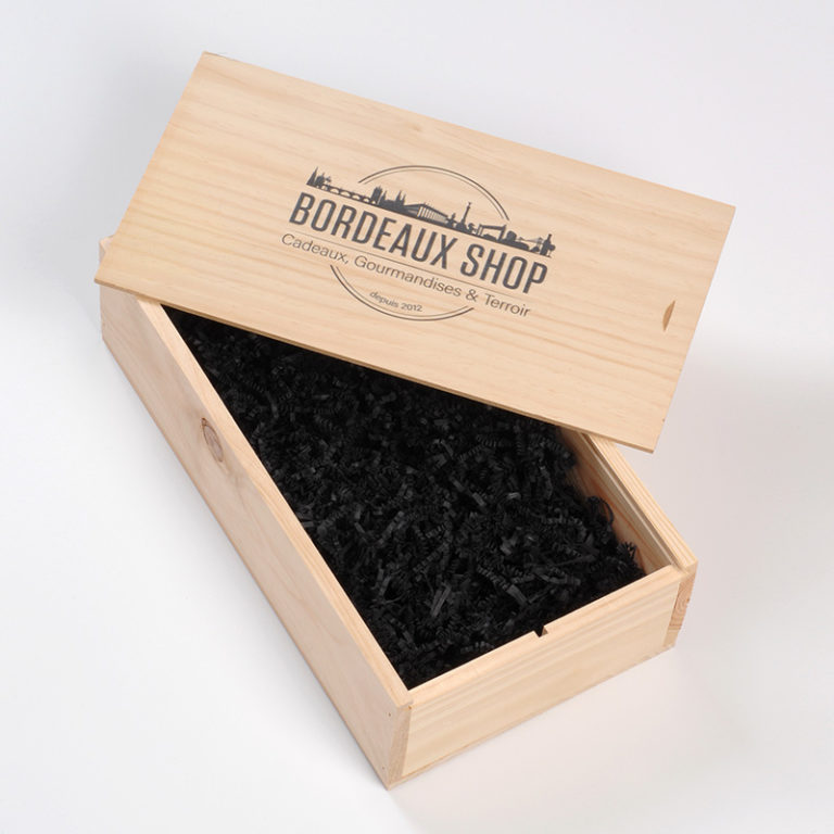 Caisse en bois pour bouteille de vin avec glissière personnalisable CITYART EDITION